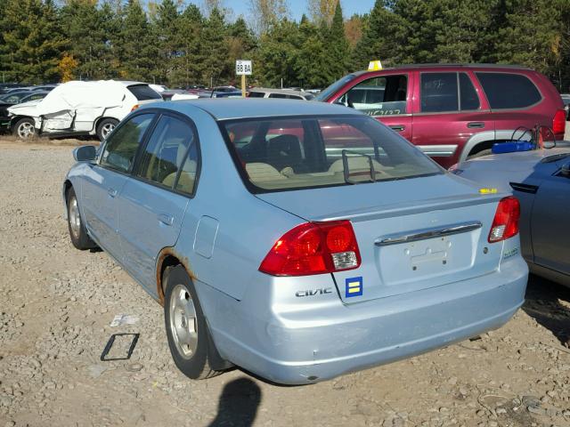 JHMES96693S018651 - 2003 HONDA CIVIC HYBR BLUE photo 3