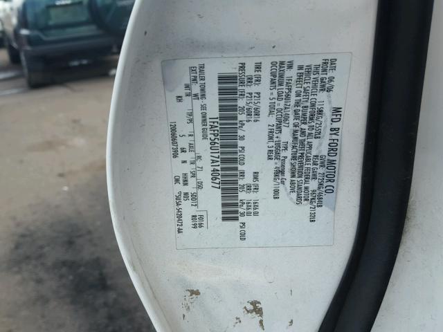 1FAFP56U17A140677 - 2007 FORD TAURUS SEL WHITE photo 10