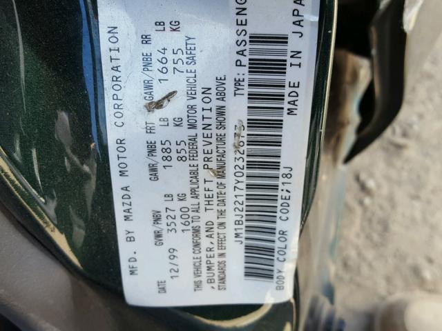 JM1BJ2217Y0232873 - 2000 MAZDA PROTEGE ES 绿色 照片 10