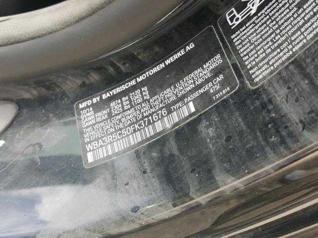 WBA3R5C50FK371676 - 2015 BMW 435 XI BLACK photo 10