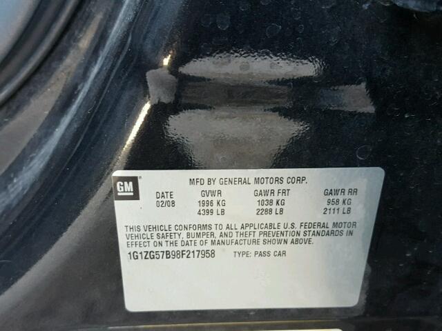 1G1ZG57B98F217958 - 2008 CHEVROLET MALIBU LS 黑色 照片 10