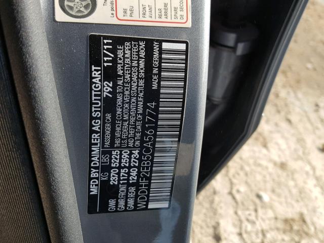 WDDHF2EB5CA561774 - 2012 MERCEDES-BENZ E 350 BLUE GRAY photo 10