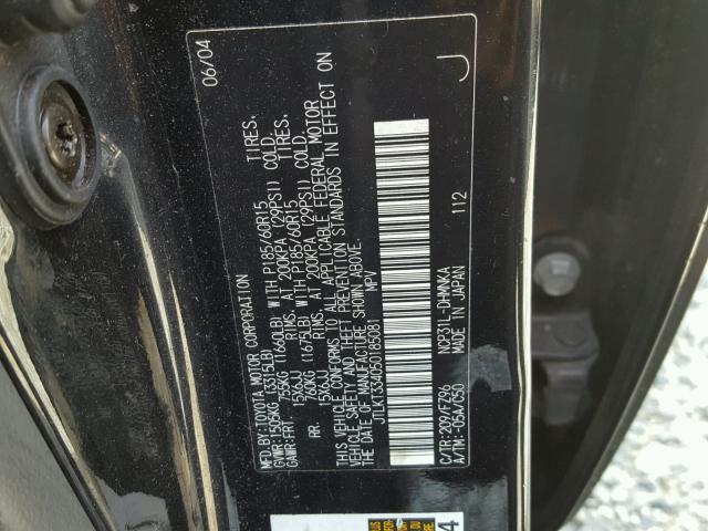 JTLKT334050185081 - 2005 TOYOTA SCION XB 黑色 照片 10