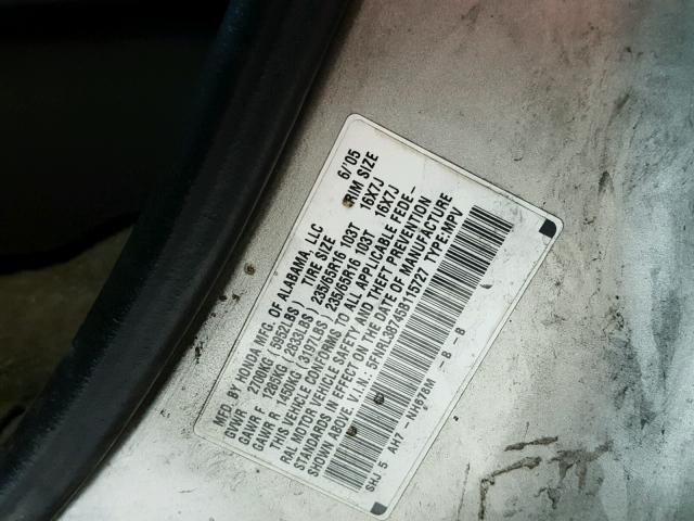 5FNRL38745B115727 - 2005 HONDA ODYSSEY EX SILVER photo 10