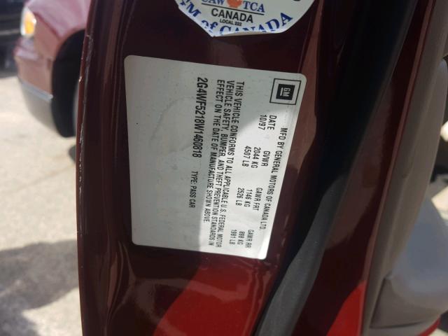 2G4WF5218W1460818 - 1998 BUICK REGAL GS BURGUNDY photo 10
