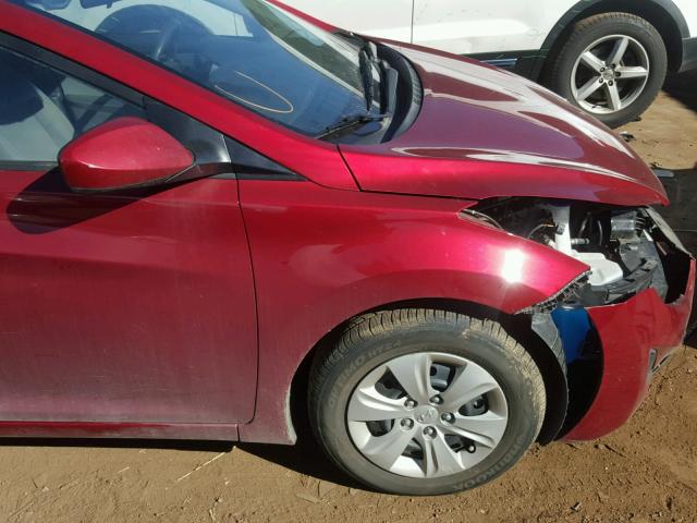 5NPDH4AE0GH732444 - 2016 HYUNDAI ELANTRA SE MAROON photo 9