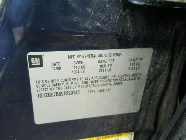 1G1ZG57B69F229146 - 2009 CHEVROLET MALIBU LS BLUE photo 10