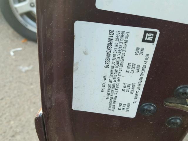 2G1WH52K549426379 - 2004 CHEVROLET IMPALA LS BURGUNDY photo 10