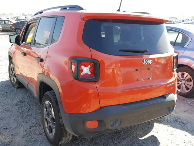 ZACCJAAH8HPF04368 - 2017 JEEP RENEGADE S Նարնջագույն լուսանկար 3