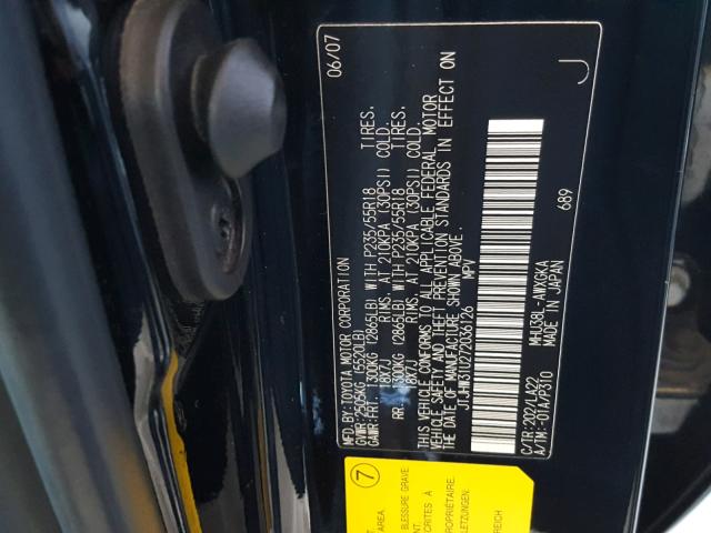 JTJHW31U272036126 - 2007 LEXUS RX 400H BLACK photo 10