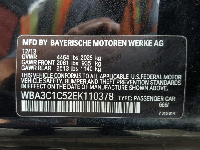 WBA3C1C52EK110378 - 2014 BMW 328 I SULE BLACK photo 10