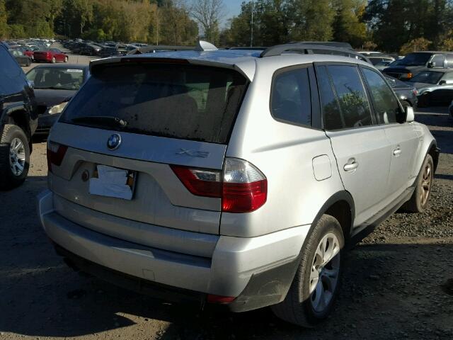 WBXPC93409WJ27613 - 2009 BMW X3 XDRIVE3 SILVER photo 4