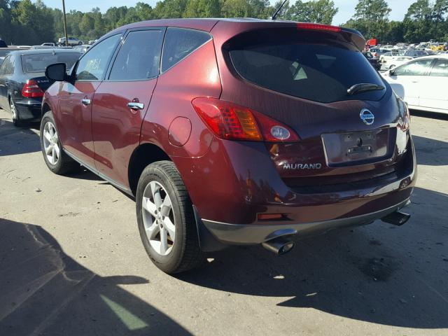 JN8AZ18W79W143518 - 2009 NISSAN MURANO S BURGUNDY photo 3