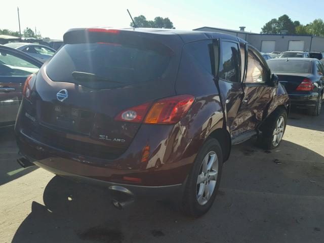 JN8AZ18W79W143518 - 2009 NISSAN MURANO S BURGUNDY photo 4