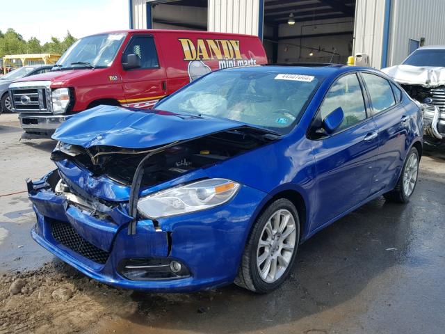 1C3CDFCH4DD320415 - 2013 DODGE DART LIMIT BLUE photo 2