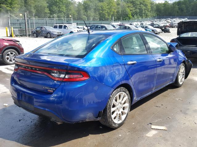 1C3CDFCH4DD320415 - 2013 DODGE DART LIMIT BLUE photo 4