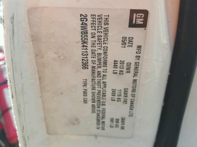 2G4WB55K411312366 - 2001 BUICK REGAL 白色 照片 10