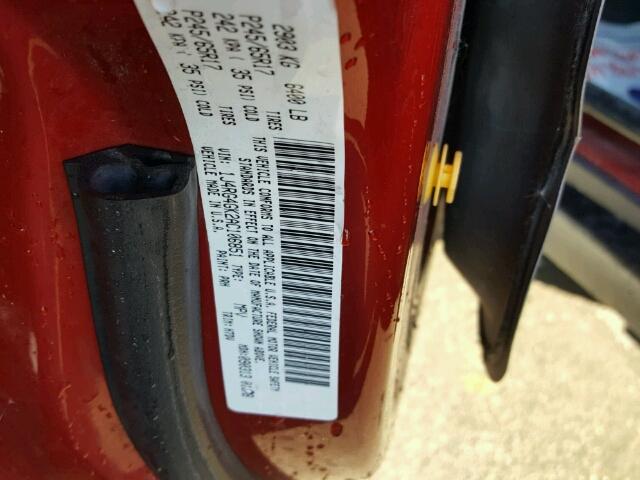 1J4RG4GK2AC106851 - 2010 JEEP COMMANDER MAROON photo 10