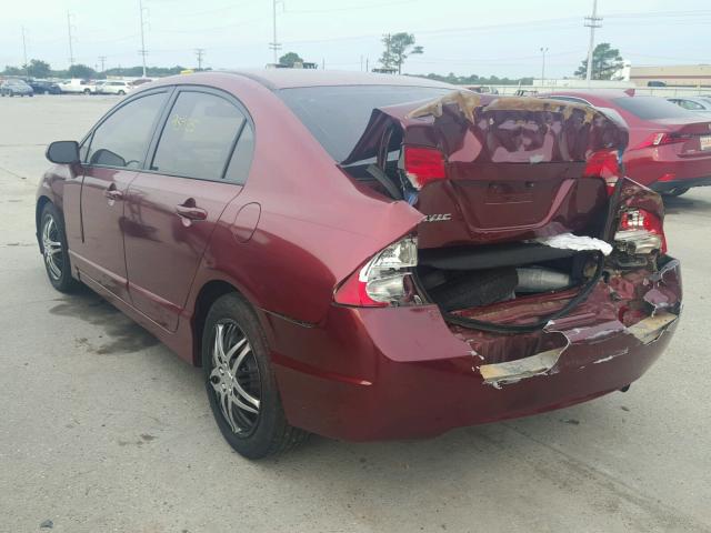 2HGFA16599H501687 - 2009 HONDA CIVIC LX RED photo 3