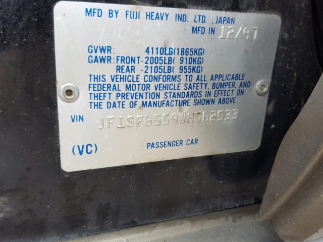 JF1SF6559WH762533 - 1998 SUBARU FORESTER S BLACK photo 10