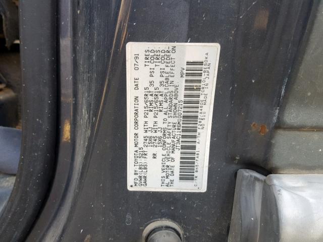 JT3AC11R6M1007215 - 1991 TOYOTA PREVIA DLX GRAY photo 10