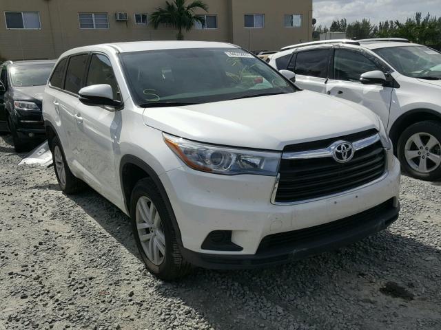 5TDZKRFH2FS065151 - 2015 TOYOTA HIGHLANDER WHITE photo 1