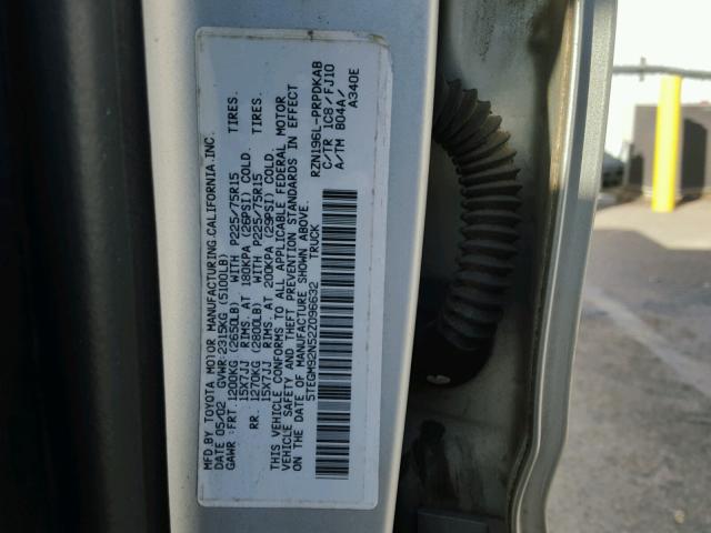 5TEGM92N52Z096632 - 2002 TOYOTA TACOMA DOU GRAY photo 10