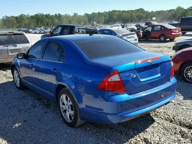 3FAHP0HA6CR152449 - 2012 FORD FUSION SE BLUE photo 3