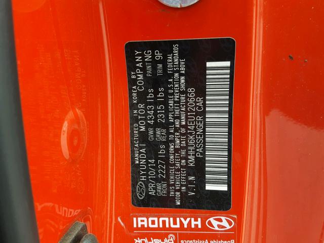 KMHHU6KJ4EU120668 - 2014 HYUNDAI GENESIS CO RED photo 10