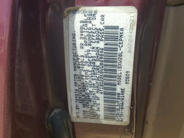 4T1BG22K0VU069846 - 1997 TOYOTA CAMRY CE MAROON photo 10