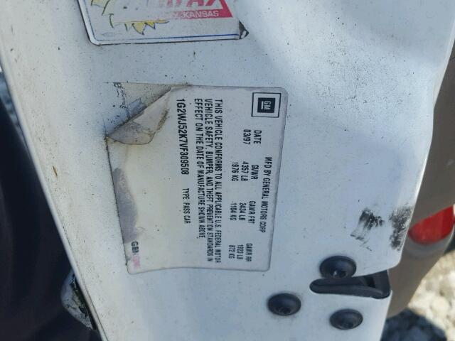 1G2WJ52K7VF309508 - 1997 PONTIAC GRAND PRIX WHITE photo 10