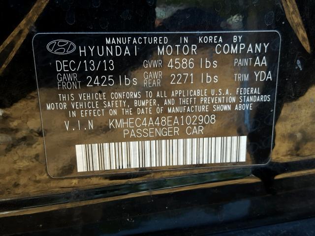 KMHEC4A48EA102908 - 2014 HYUNDAI SONATA HYB BLACK photo 10