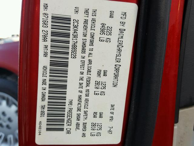 2C3KA43R17H889229 - 2007 CHRYSLER 300 RED photo 10