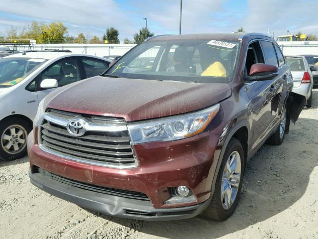 5TDDKRFH9FS135285 - 2015 TOYOTA HIGHLANDER RED photo 2