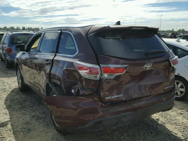 5TDDKRFH9FS135285 - 2015 TOYOTA HIGHLANDER RED photo 3