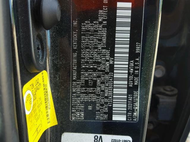 4T3ZA3BBXBU054733 - 2011 TOYOTA VENZA BLACK photo 10