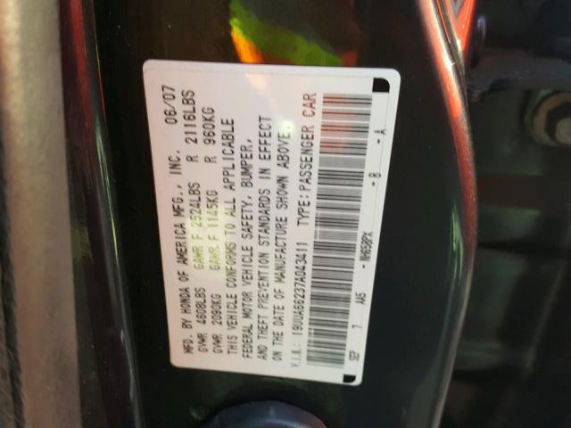 19UUA66237A043411 - 2007 ACURA TL GRAY photo 10