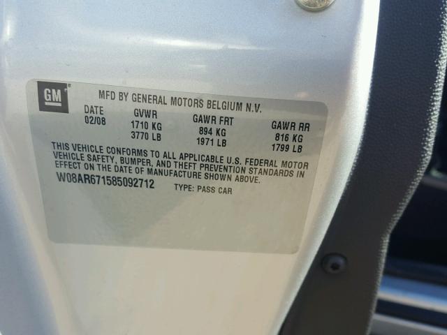 W08AR671585092712 - 2008 SATURN ASTRA XE SILVER photo 10