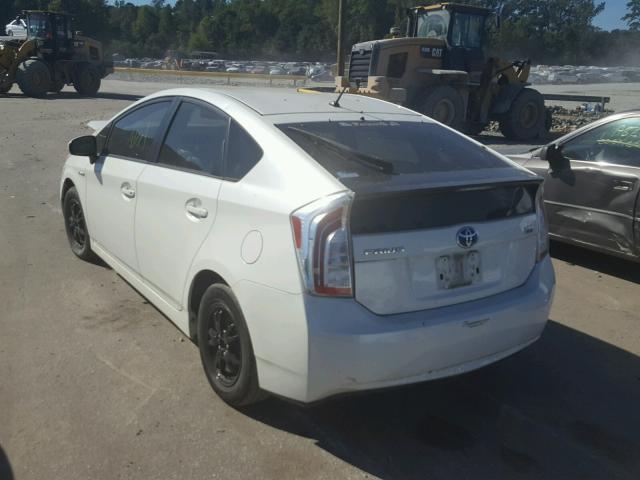 JTDKN3DU3C5458650 - 2012 TOYOTA PRIUS WHITE photo 3