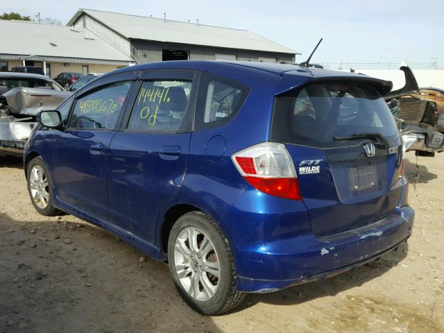 JHMGE88469S000557 - 2009 HONDA FIT SPORT BLUE photo 3