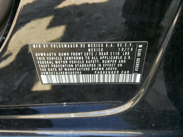 3VW2K7AJ9EM380394 - 2014 VOLKSWAGEN JETTA BASE BLACK photo 10