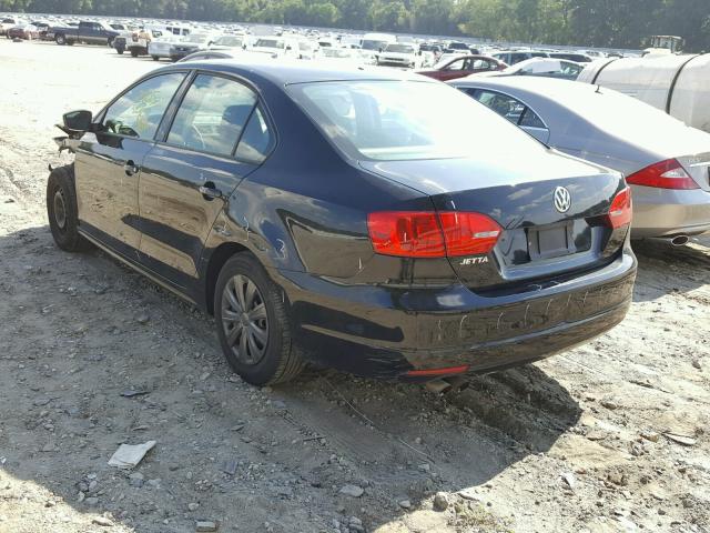 3VW2K7AJ9EM380394 - 2014 VOLKSWAGEN JETTA BASE BLACK photo 3