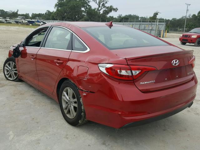 5NPE24AF5HH457993 - 2017 HYUNDAI SONATA SE RED photo 3