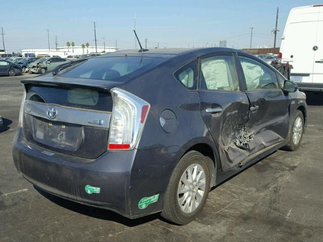 JTDKN3DP7D3045914 - 2013 TOYOTA PRIUS PLUG GRAY photo 4