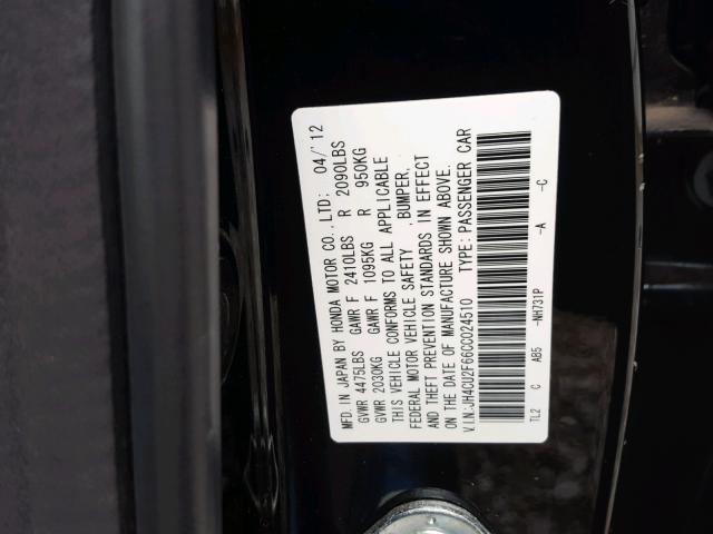 JH4CU2F66CC024510 - 2012 ACURA TSX TECH BLACK photo 10
