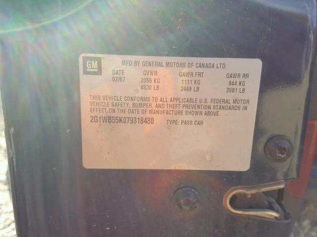 2G1WB55K079318480 - 2007 CHEVROLET IMPALA LS BLUE photo 10