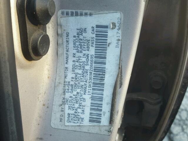 1Y1SK5369RZ066695 - 1994 GEO PRIZM BASE 银色 照片 10