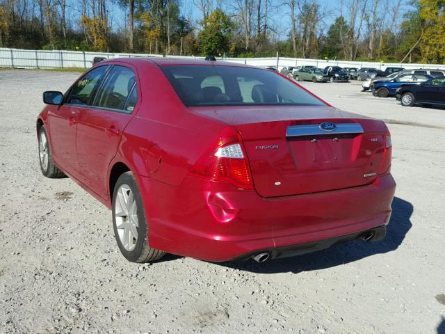 3FAHP0JG1BR325551 - 2011 FORD FUSION SEL RED photo 3