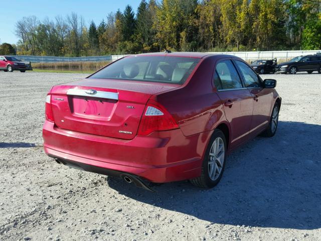 3FAHP0JG1BR325551 - 2011 FORD FUSION SEL RED photo 4