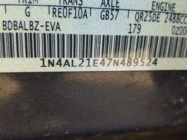 1N4AL21E47N489524 - 2007 NISSAN ALTIMA GRAY photo 10